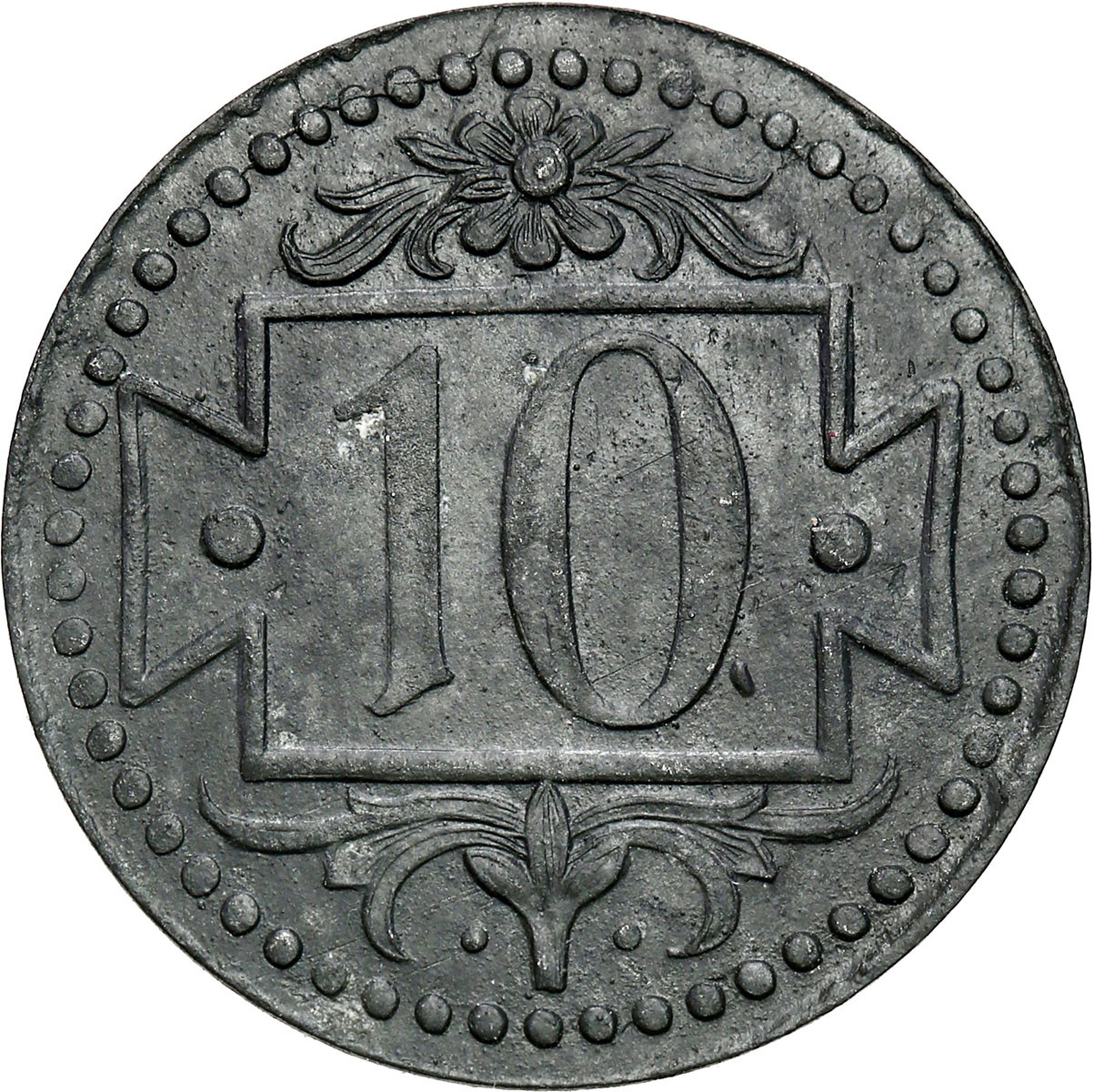 Gdańsk. 10 fenigów 1920, małe cyfry